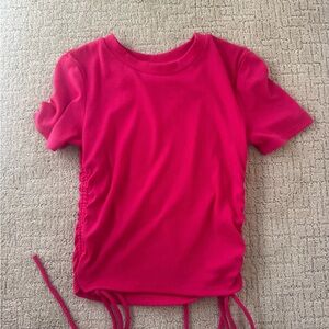 Zara Fuchsia T-Shirt with Side Ruching with Ties
